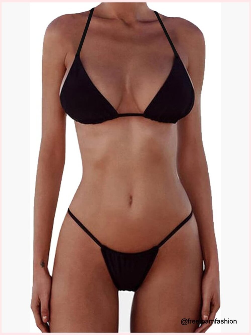 Sexy Triangle Thong Bikini Set Halter Two Piece Brazilian Micro String Swimwear